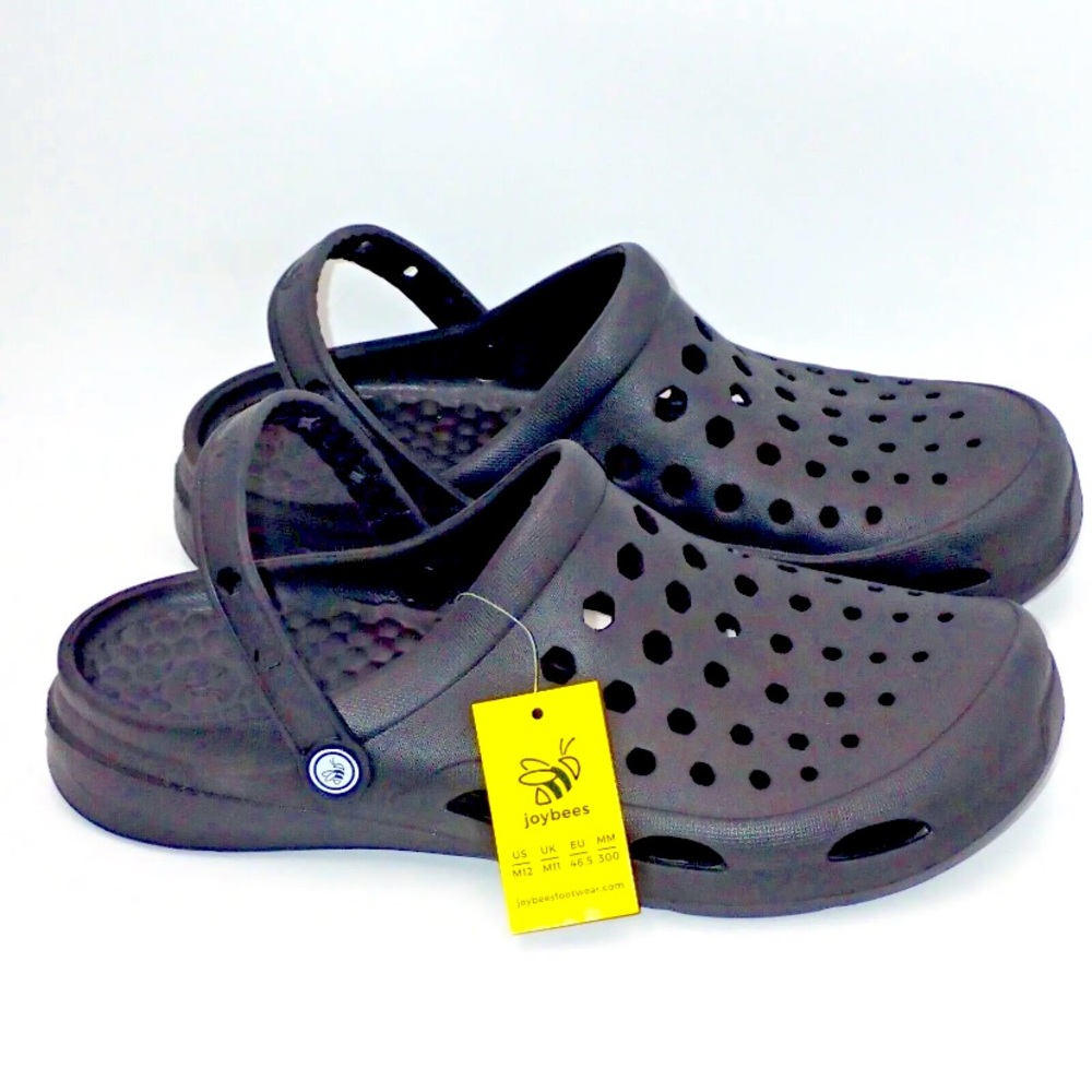 Joy Bees Rubber Shoes Clogs Sandals Slip On Black